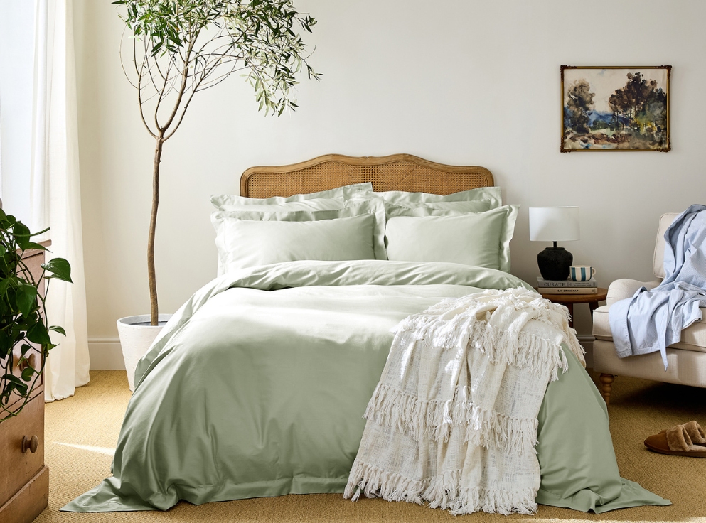 bedding in green